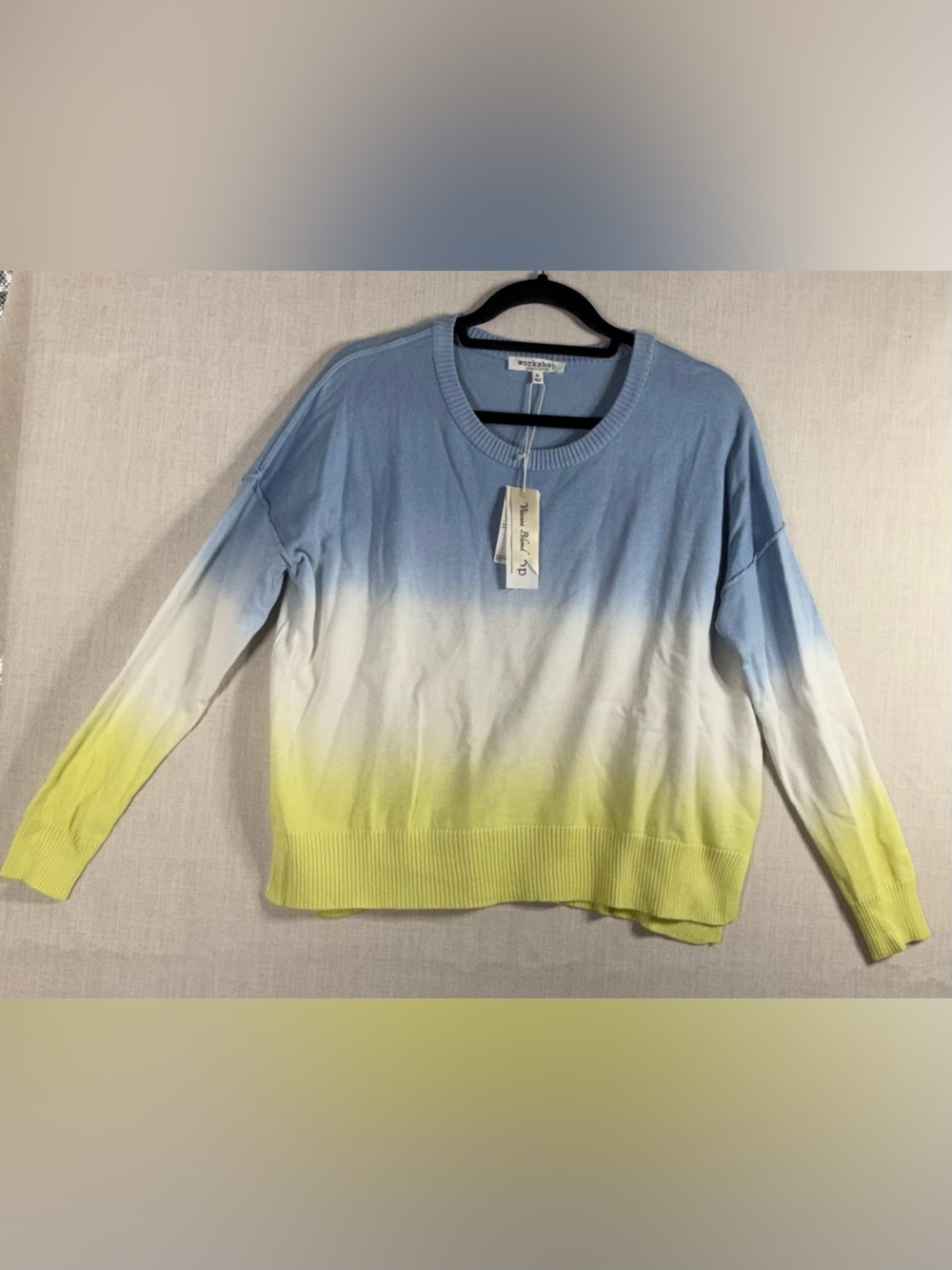 Workshop Republic Clothing Blue, White & Yellow Ombre Crewneck Sweater